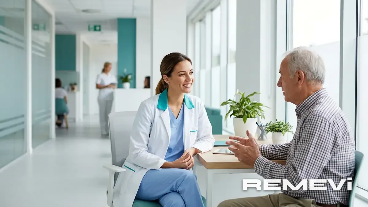 A caring clinician discussing semaglutide safety with a patient