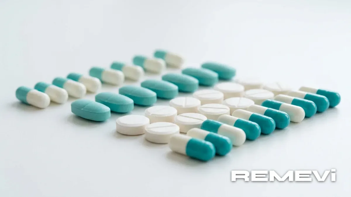An assortment of FDA-approved weight-loss pills on a clean surface