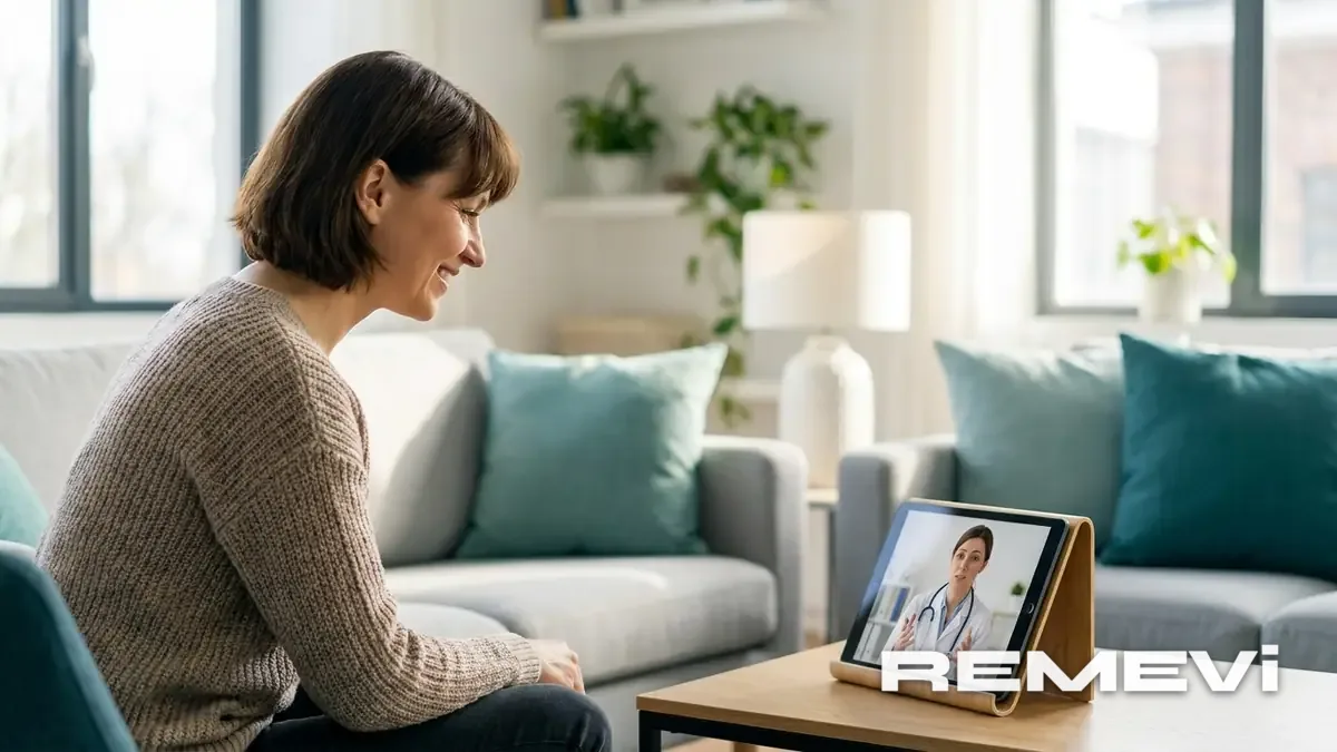 A telehealth weight-loss consultation on a tablet