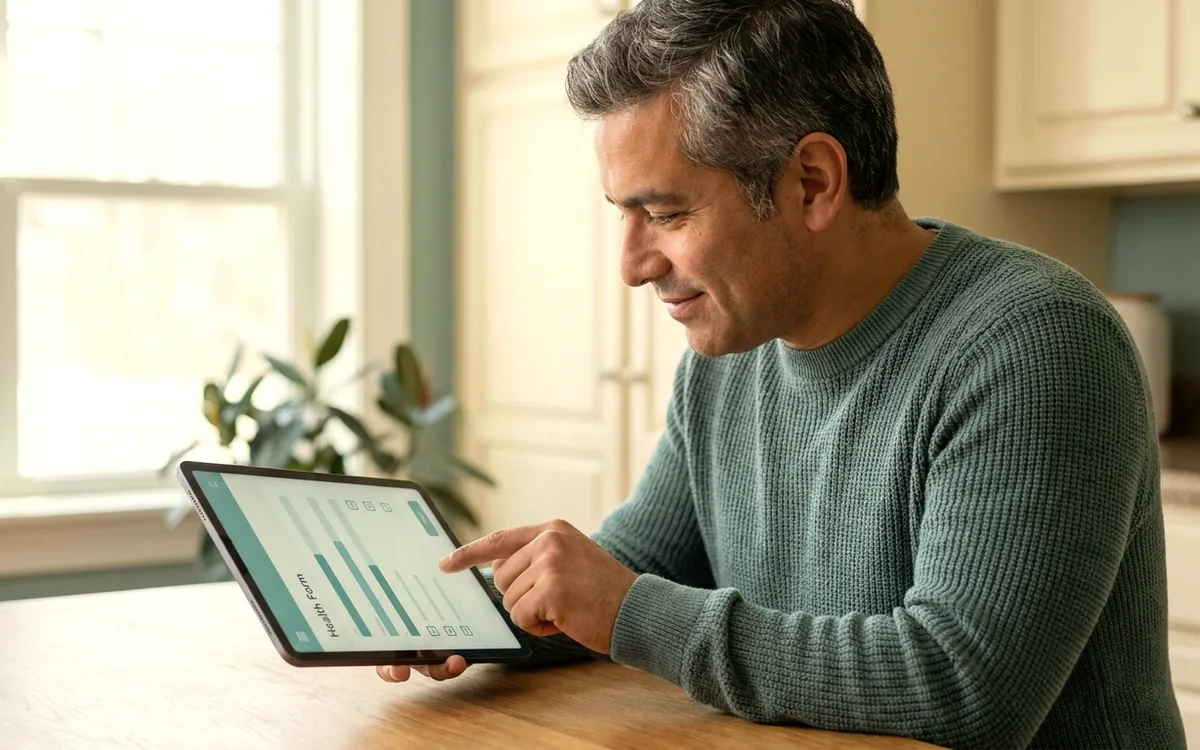 A person completing an online questionnaire