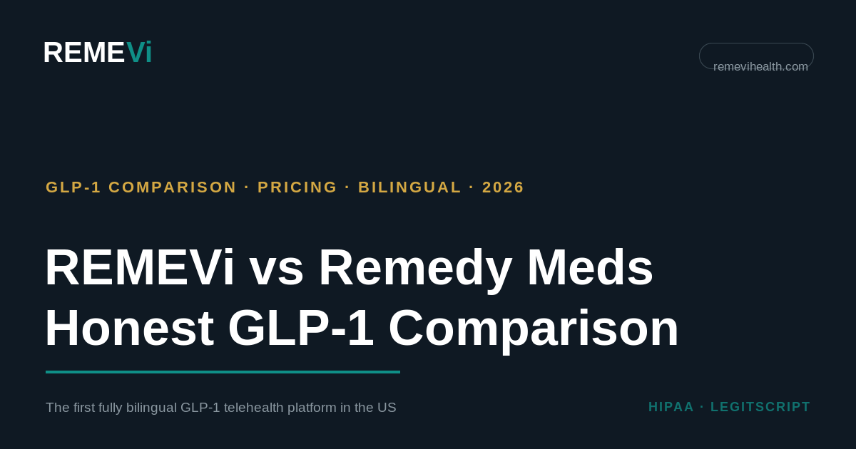 how much is remedy meds glp 1 REMEVi vs Remedy Meds (2026): Lower-Cost Bilingual GLP-1