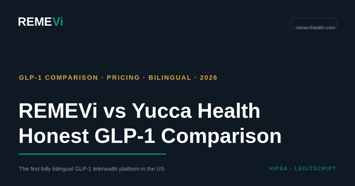 yucca health glp 1 reviews REMEVi vs Yucca Health (2026): Bilingual GLP-1, Upfront Pricing